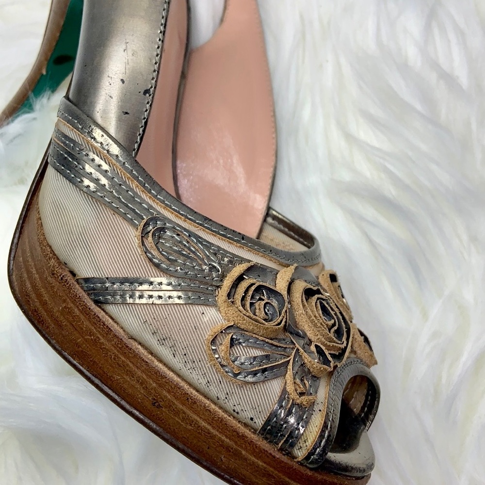 Nanette Lepore Salsa Swirl Heels Pewter Nude Size 6 - Picture 9 of 14